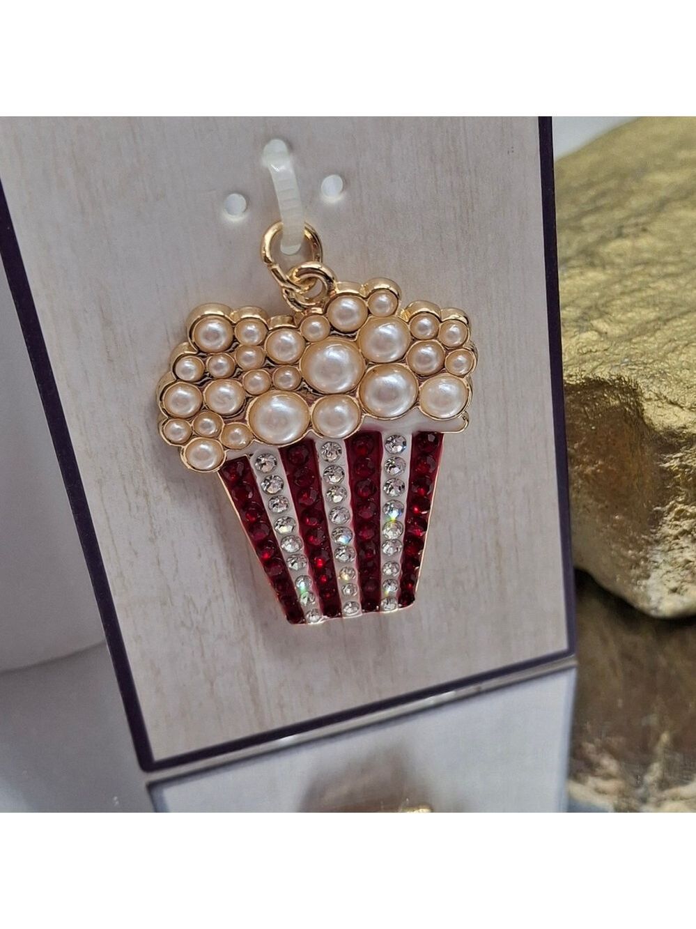 Gold and Red Popcorn Pendant Necklace